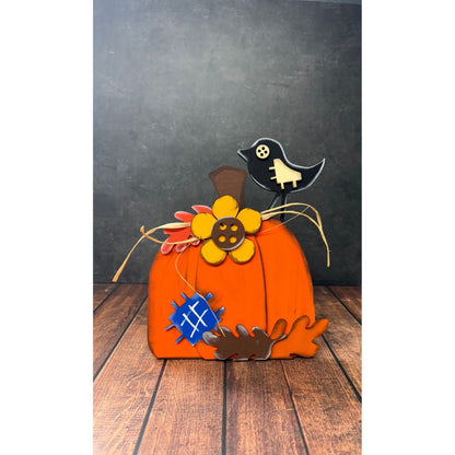 Fall Pumpkin Sunflowers & Crows Medium Pumpkin Crow