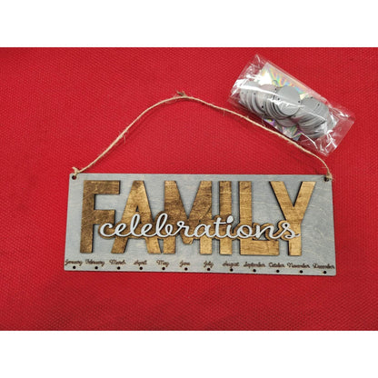 Family Celebrations Wall Calendar Wall Decor Family = Brown / Celebrations = Gray