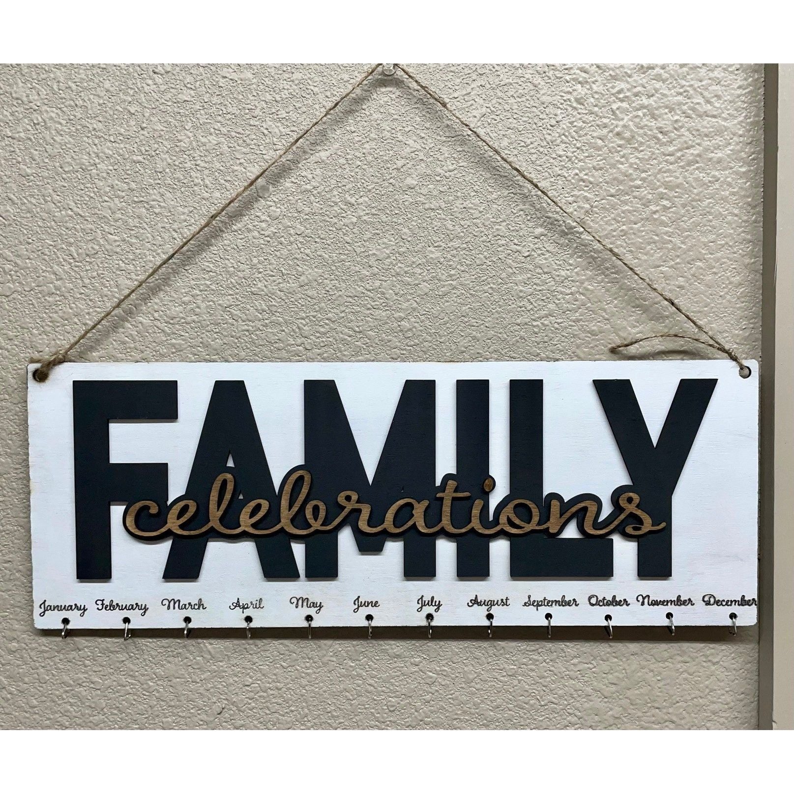 Family Celebrations Wall Calendar Wall Decor Family = Black / Celebrations = Brown