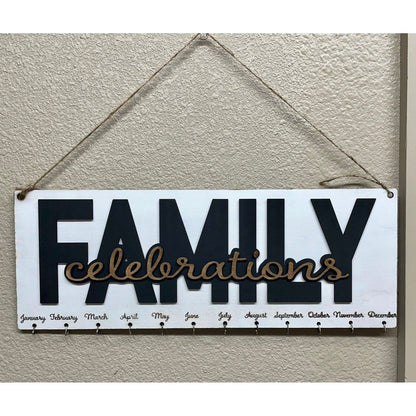 Family Celebrations Wall Calendar Wall Decor Family = Black / Celebrations = Brown