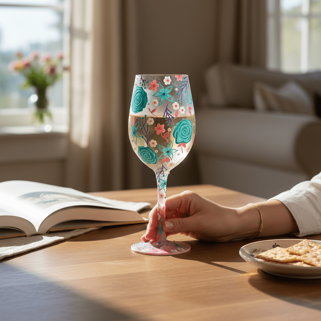 Fancy Florals Wine Glass - Nifty Decor & More