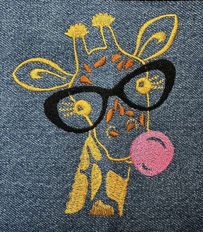 Farm Animals Embroidered Denim Jacket, cow, rabbit, giraffe, pig, elephant, ostrich denim jacket