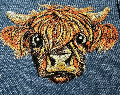 Farm Animals Embroidered Denim Jacket, cow, rabbit, giraffe, pig, elephant, ostrich denim jacket