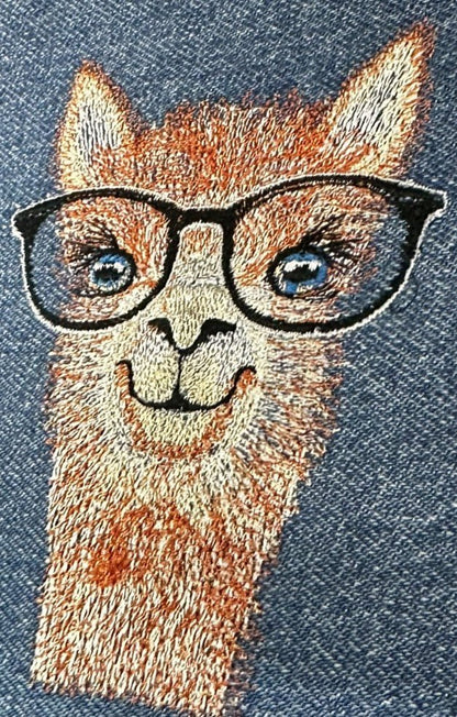 Farm Animals Embroidered Denim Jacket, cow, rabbit, giraffe, pig, elephant, ostrich denim jacket