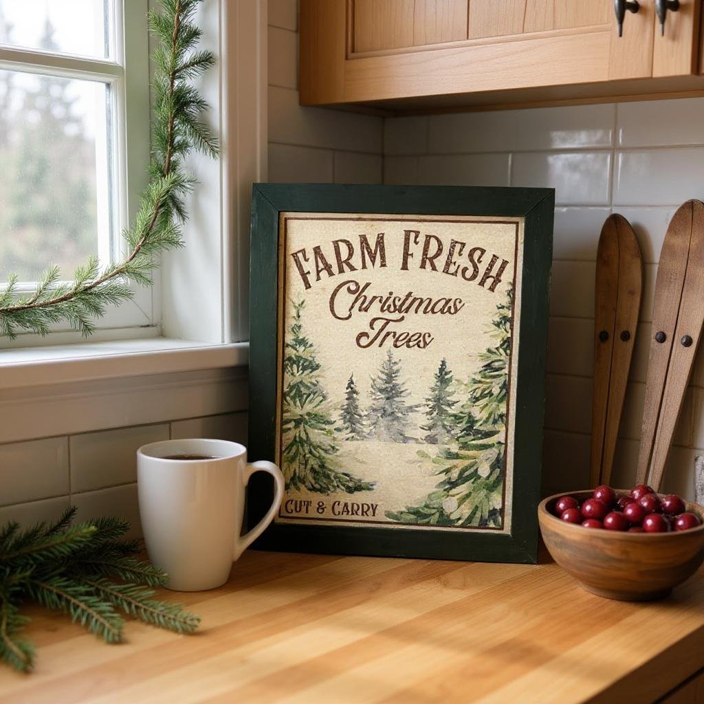 Farm Fresh Christmas Trees Framed Hanger - Nifty Decor & More