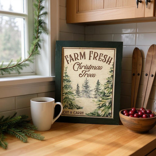 Farm Fresh Christmas Trees Framed Hanger - Nifty Decor & More