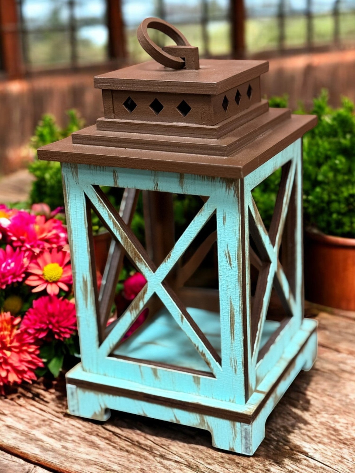 Farmhouse Lantern - Rustic Home Decor Light, Vintage Decor, Country Style Lantern for Living Room - Nifty Decor & More