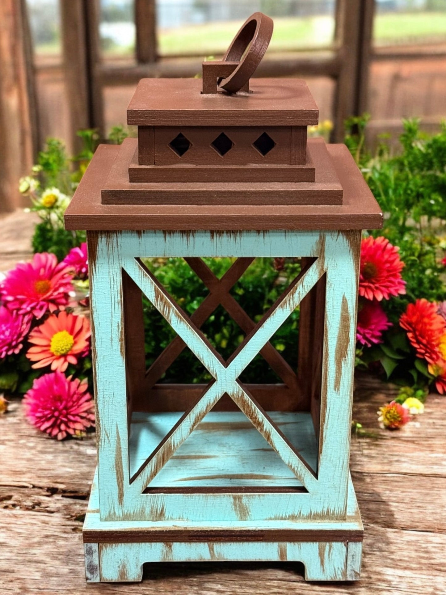 Farmhouse Lantern - Rustic Home Decor Light, Vintage Decor, Country Style Lantern for Living Room - Nifty Decor & More