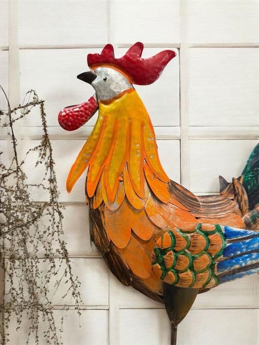 Farmhouse Rooster Metal Art for Outdoor Decor | Rustic Garden Decor | Farmhouse Style Home Accent - Nifty Decor & More
