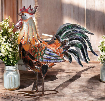 Farmhouse Rooster Metal Art for Outdoor Decor | Rustic Garden Decor | Farmhouse Style Home Accent - Nifty Decor & More