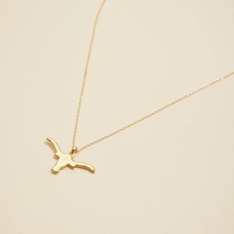 Longhorn Charm Gold Dip Necklace, Western Chic Short Necklace, Stylish Everyday Wear, Perfect Girly Gift