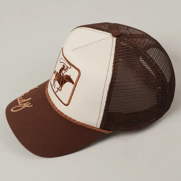 Cowboy Image Howdy Embroidery Mesh Back Cap