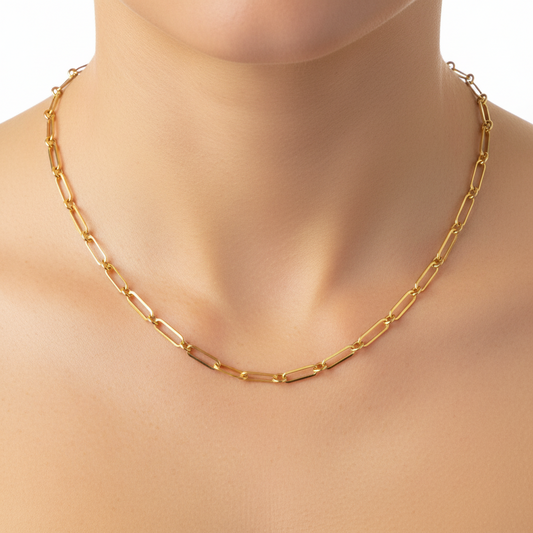 14K Gold Plated Paperclip Chain Necklace ✨ | Adjustable Gold Necklace| Minimalist Necklace| Charm Necklace| Dainty Gold Necklace | Summer Jewelry