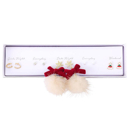 Festive Christmas Stud Earrings 5 Pairs Gift Box - Nifty Decor & More