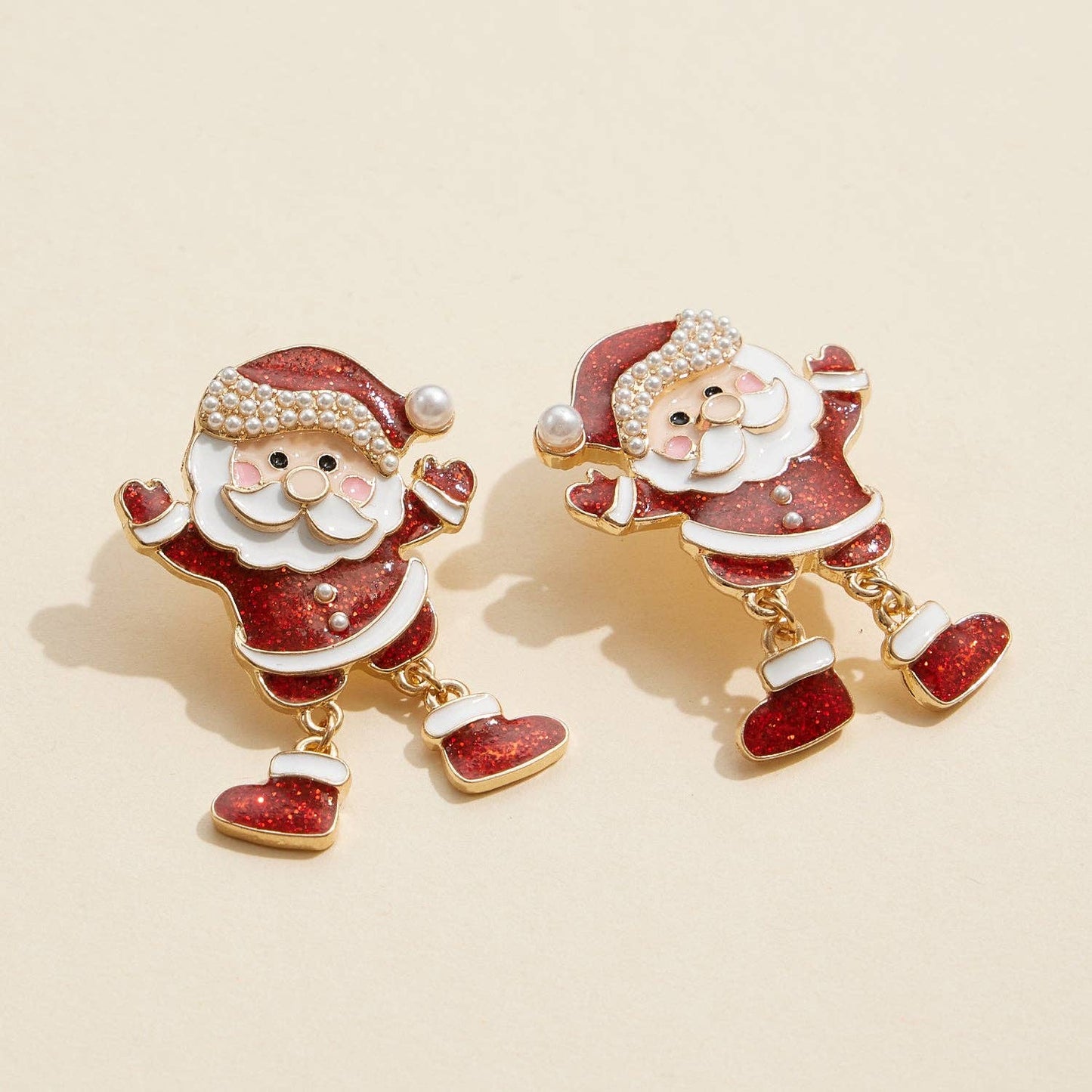 Festive Enamel Santa Claus Earrings - Nifty Decor & More