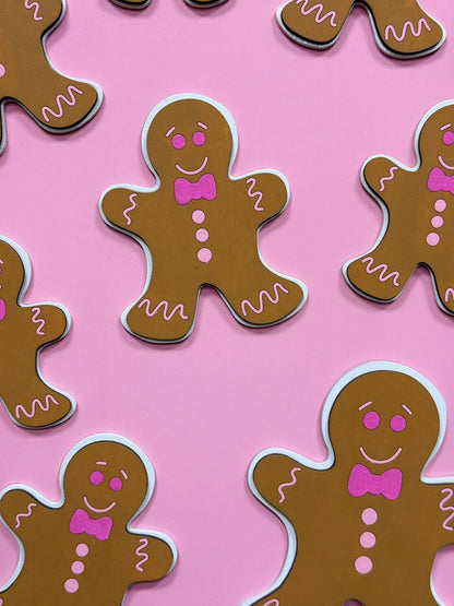 Festive Gingerbread Cute Pink Christmas Wall Art - Nifty Decor & More