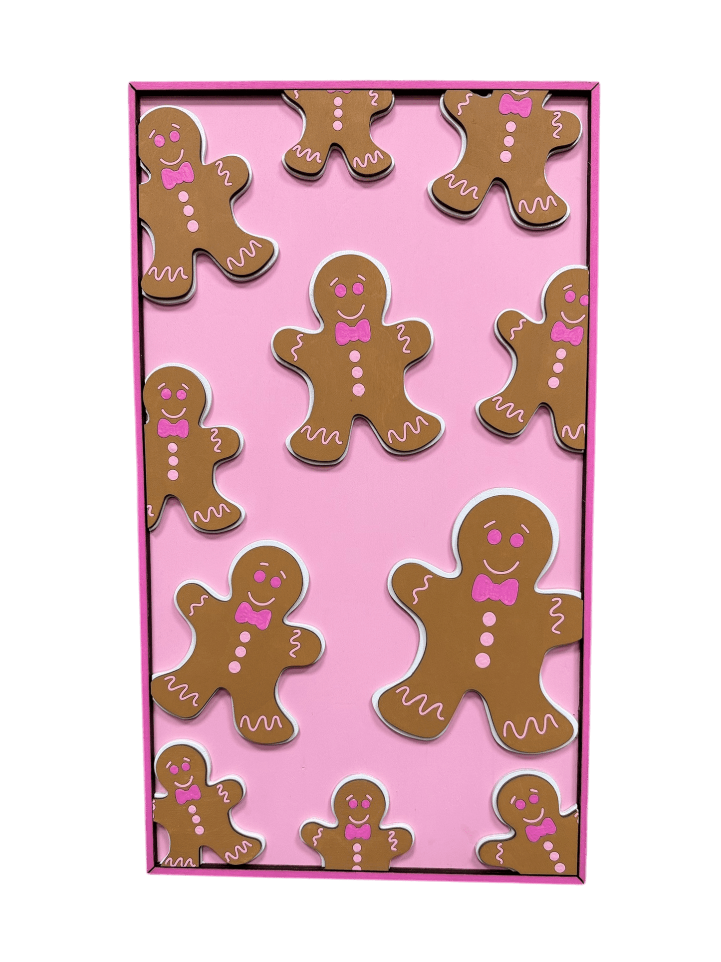Festive Gingerbread Cute Pink Christmas Wall Art - Nifty Decor & More