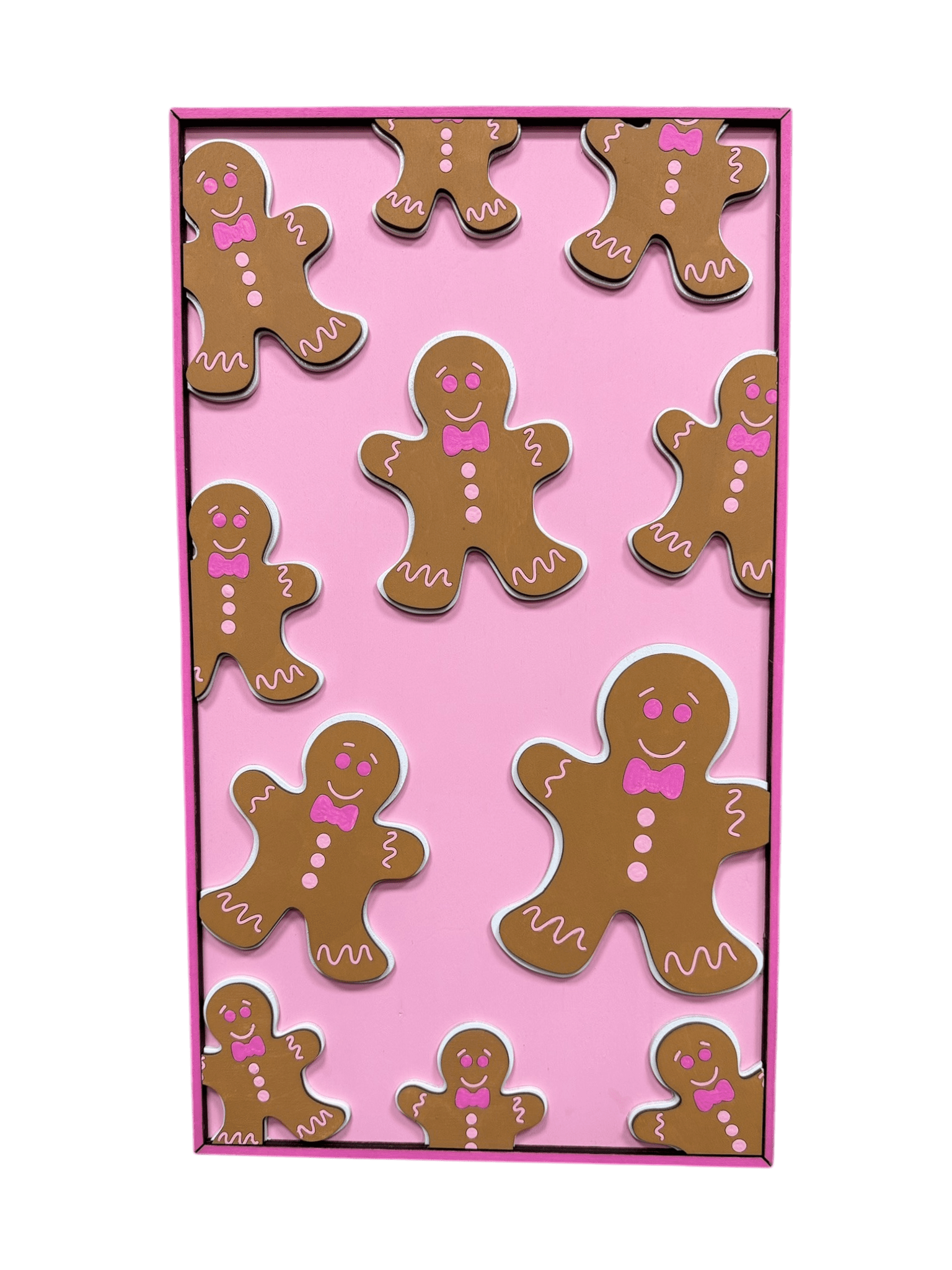 Festive Gingerbread Cute Pink Christmas Wall Art - Nifty Decor & More