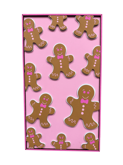 Festive Gingerbread Cute Pink Christmas Wall Art - Nifty Decor & More