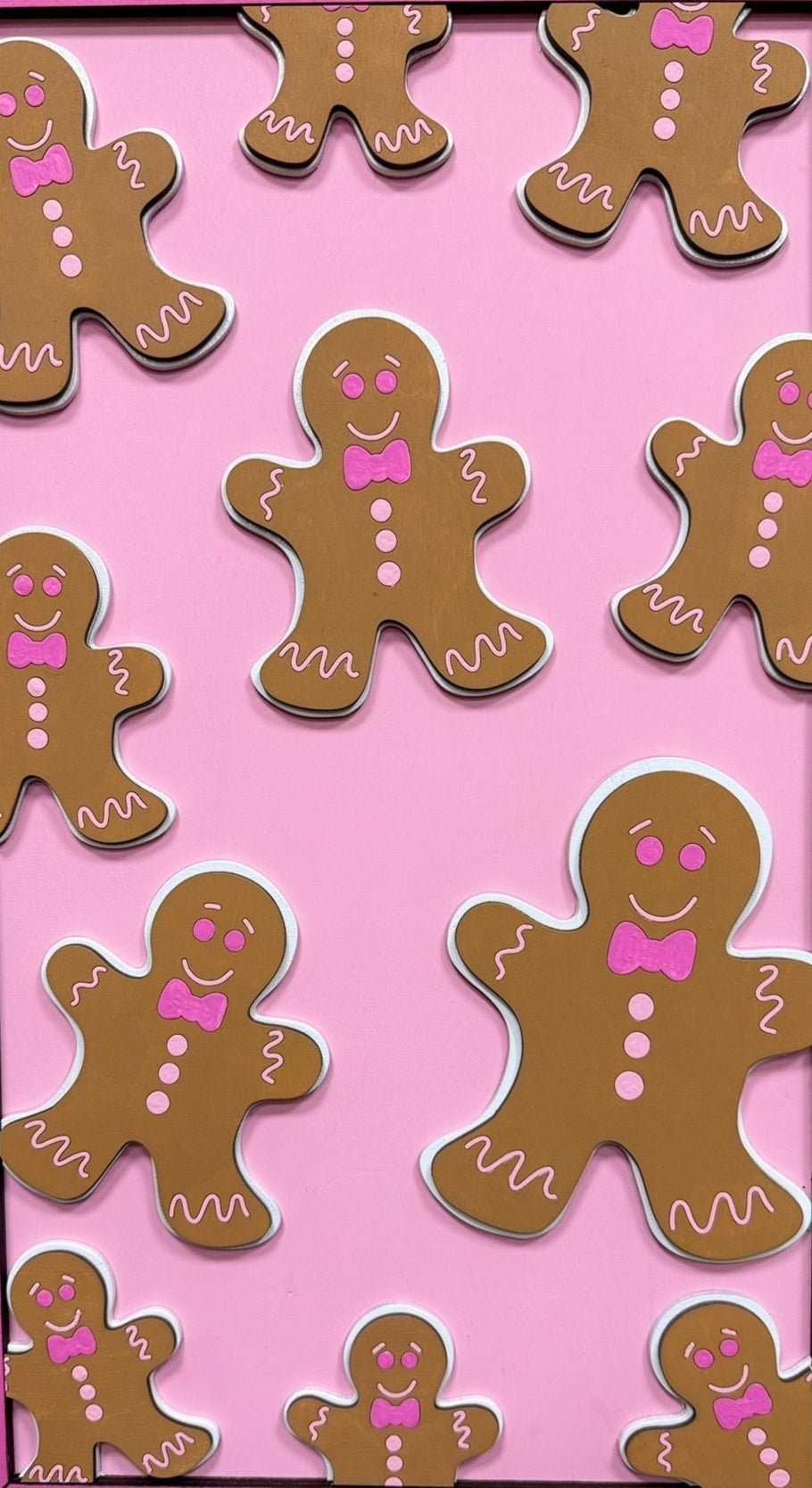 Festive Gingerbread Cute Pink Christmas Wall Art - Nifty Decor & More