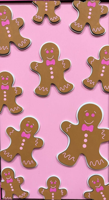 Festive Gingerbread Cute Pink Christmas Wall Art - Nifty Decor & More