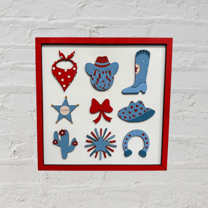 Festive Red White and Blue Preppy Bow & Western Wall Hangings, Patriotic Home Decor, 4th of July Gift Wall Decor Mini Designs