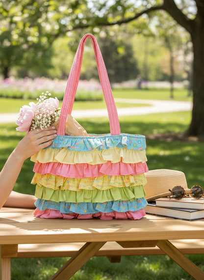 Fiesta Pink Multicolored Ruffles Tote Bag - Nifty Decor & More