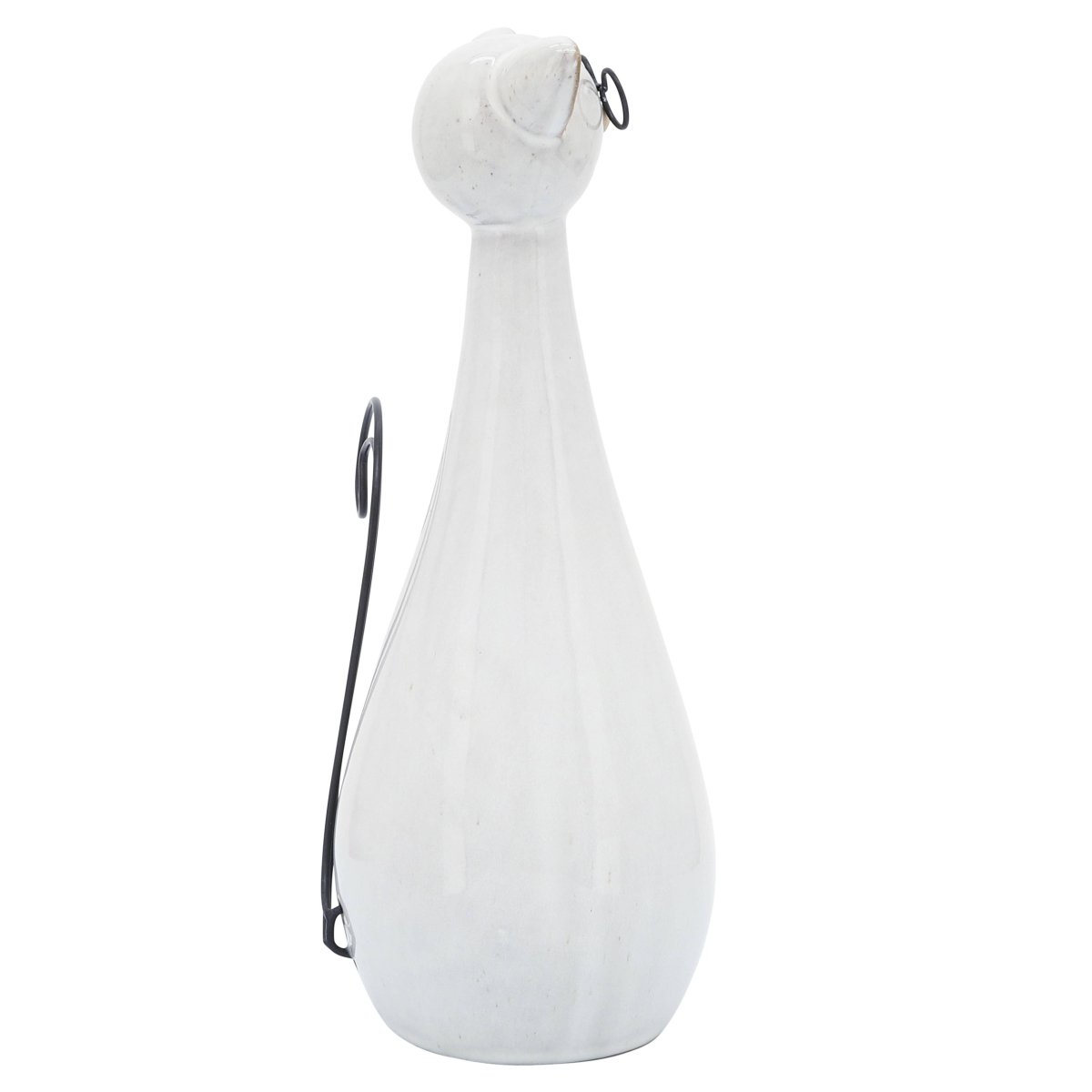 Figurine - White Ceramic Chubby Cat with Glasses, 10 in. - Nifty Decor & More