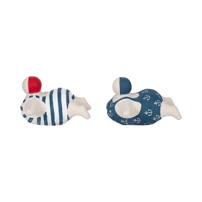 Figurines Set of 2 - Blue Ceramic Bathing Beauties, 7 in. - Nifty Decor & More