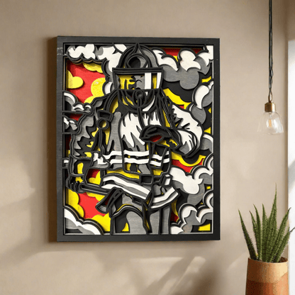 Firefighter Patriotic Wall Art – Handcrafted Heroic Shield Wood Decor - Nifty Decor & More