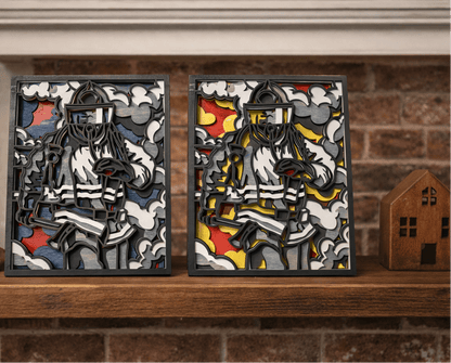 Firefighter Patriotic Wall Art – Handcrafted Heroic Shield Wood Decor - Nifty Decor & More