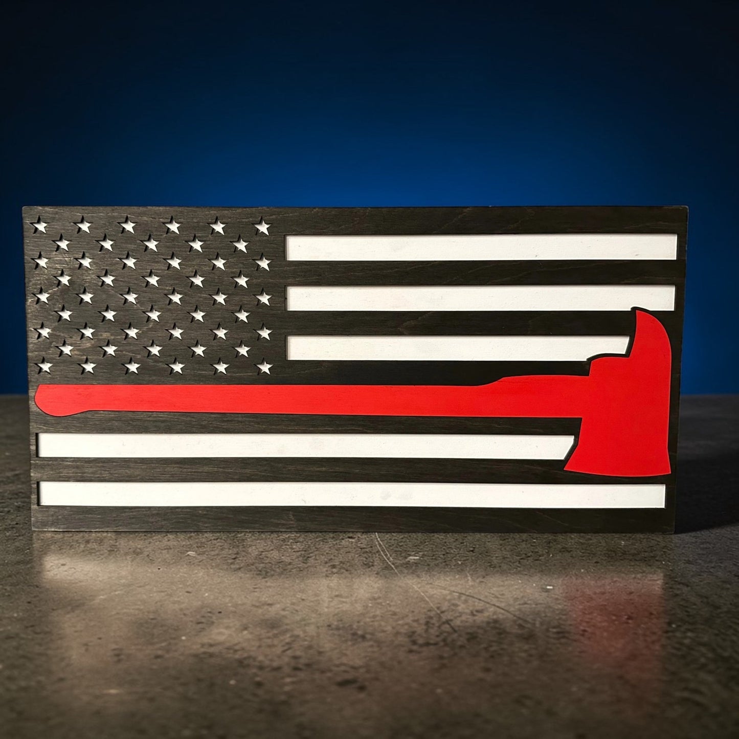 Fireman’s Axe Flag Wall Decor – Patriotic Wood Art - Nifty Decor & More