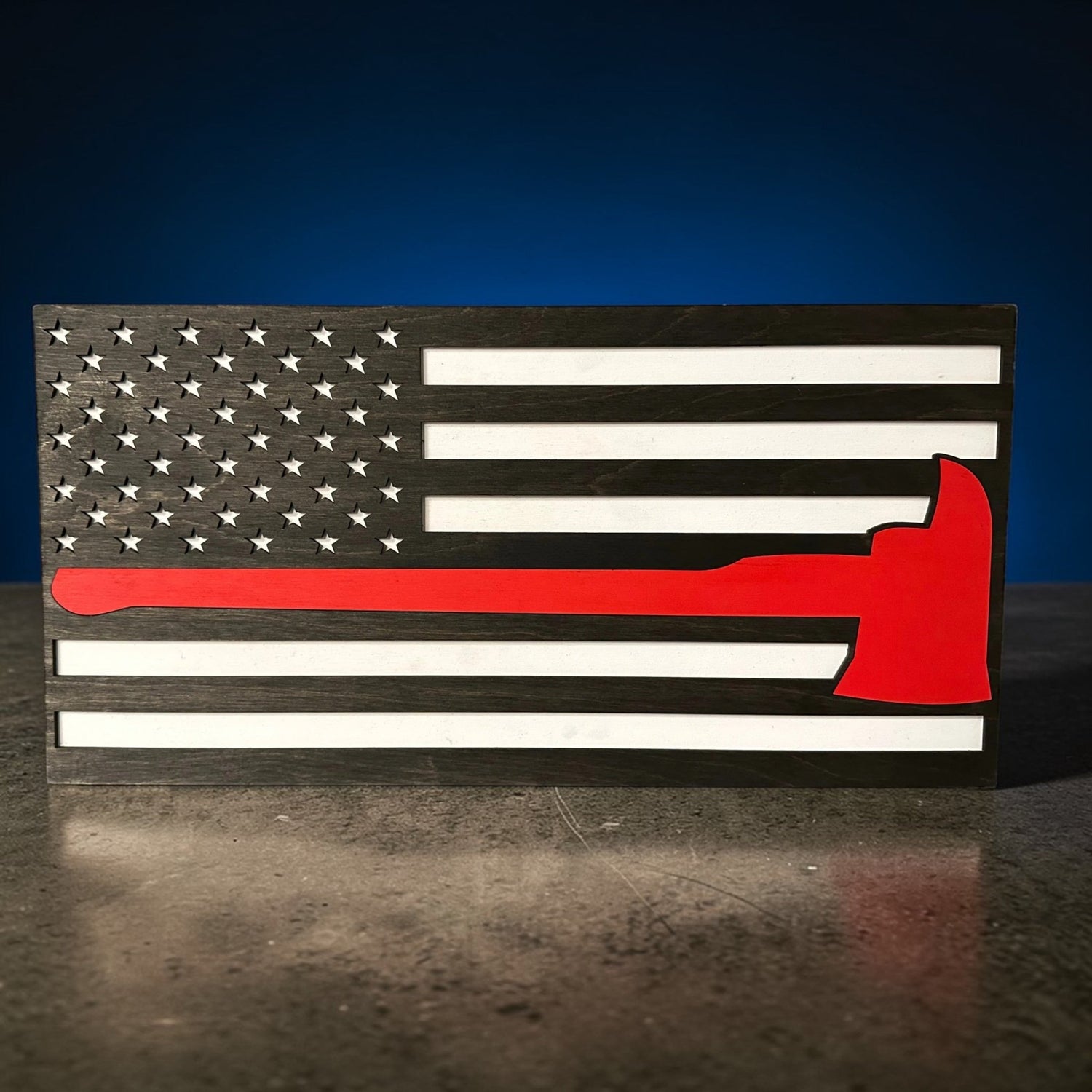 Fireman’s Axe Flag Wall Decor – Patriotic Wood Art - Nifty Decor & More