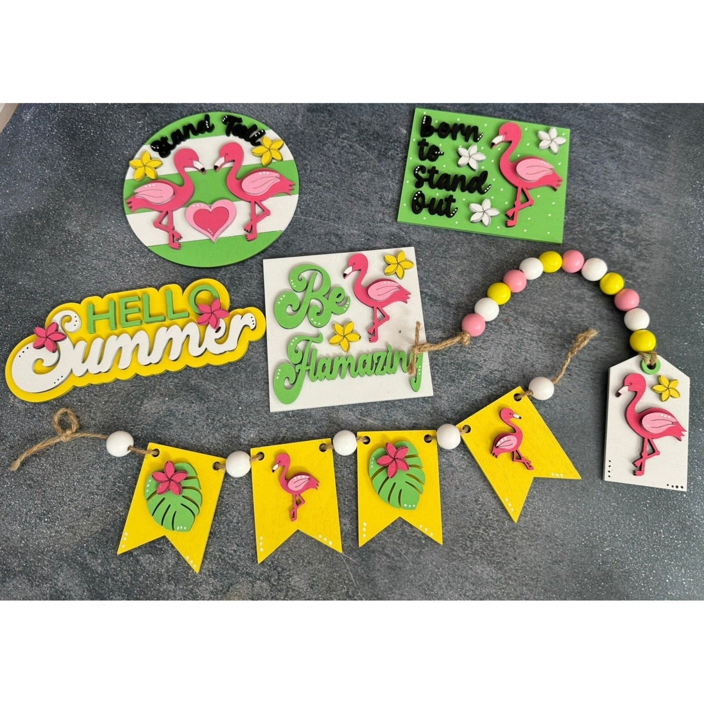 Flamingo Summer Tiered Tray Tiered Tray