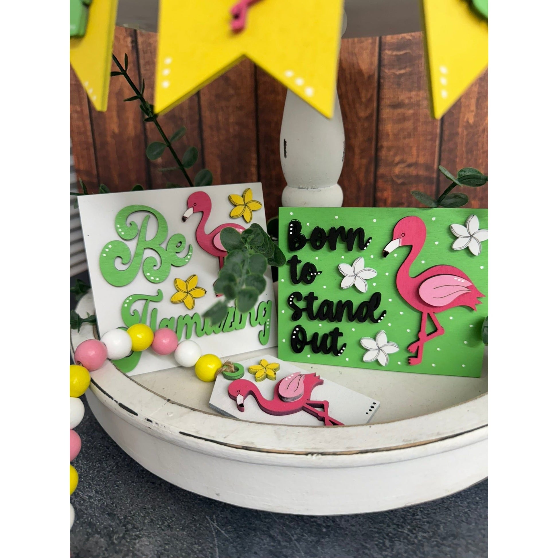 Flamingo Summer Tiered Tray Tiered Tray