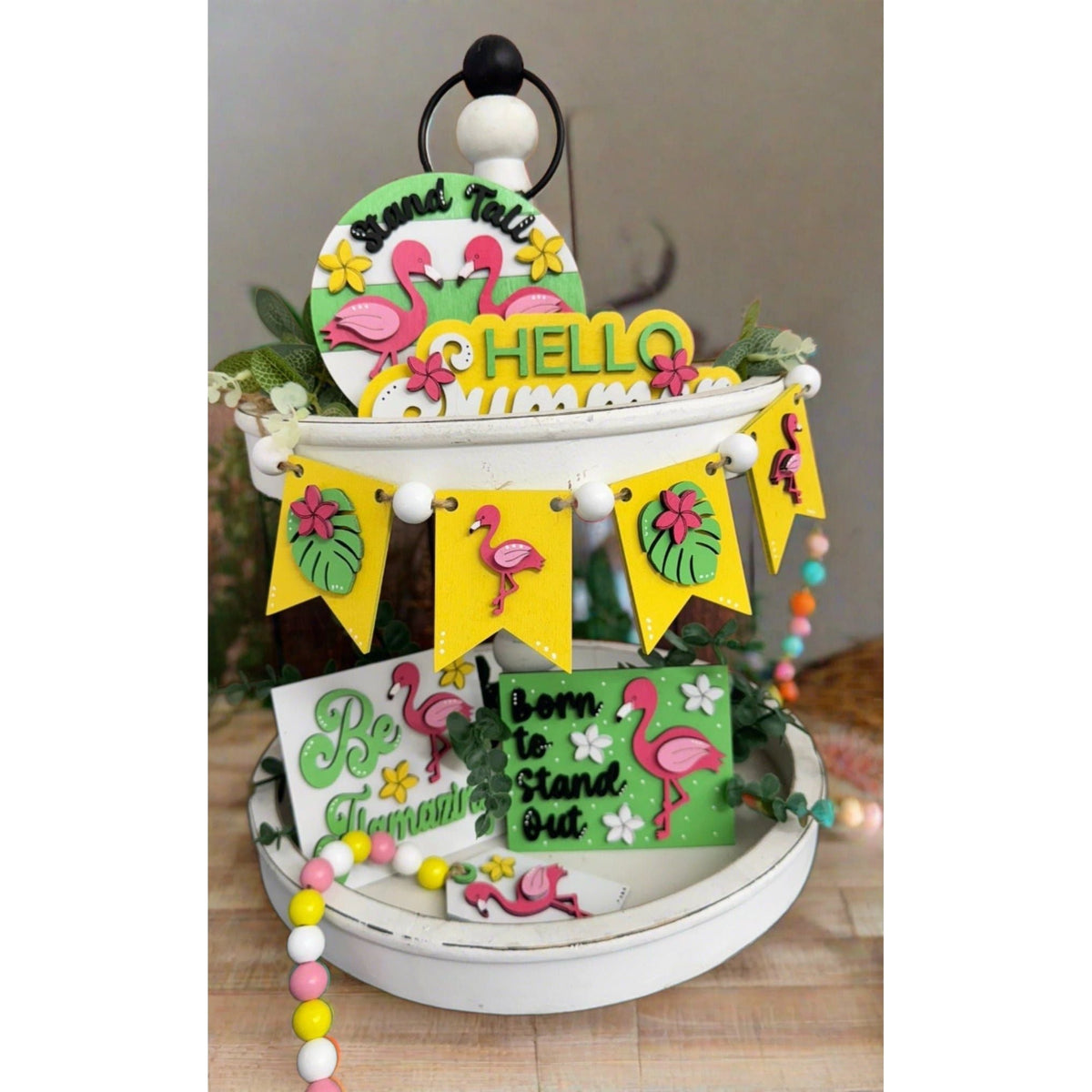 Flamingo Summer Tiered Tray - Nifty Decor & More