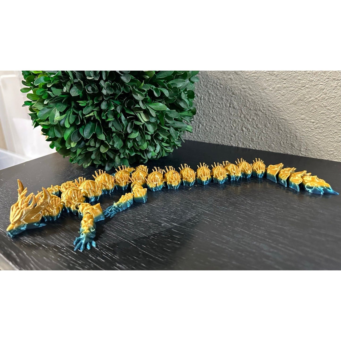 Flexi Dragon 3D Printed Gold/Blue