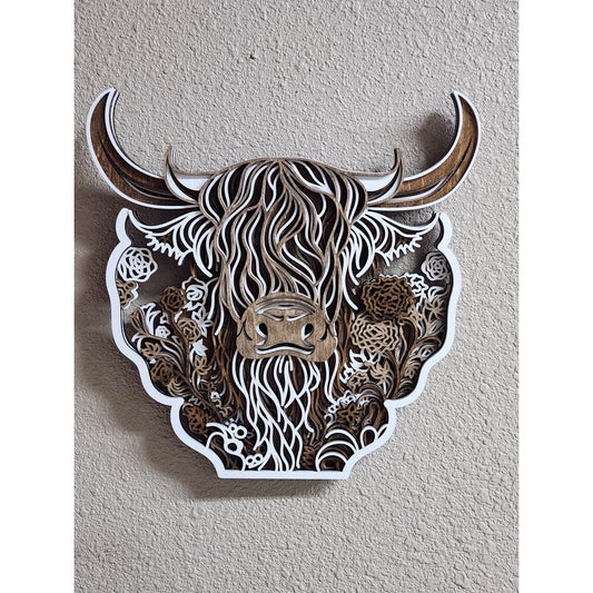 Floral Highland Wall Decor Brown/White