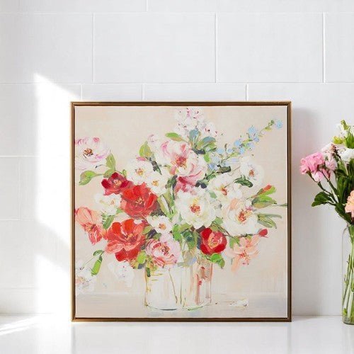 Floral Vase Framed Wall Art, 23.5" Elegant Botanical Print for Home Decor, Perfect Gift for Housewarming & Nature Lovers - Nifty Decor & More
