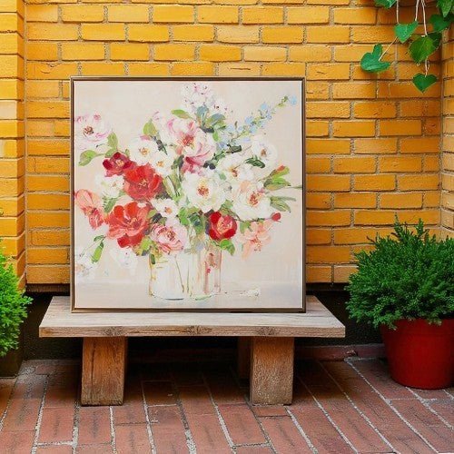 Floral Vase Framed Wall Art, 23.5" Elegant Botanical Print for Home Decor, Perfect Gift for Housewarming & Nature Lovers - Nifty Decor & More