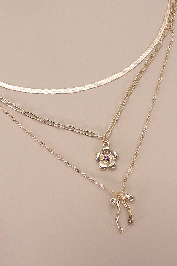 Flower Bow Charm Necklace - Nifty Decor & More
