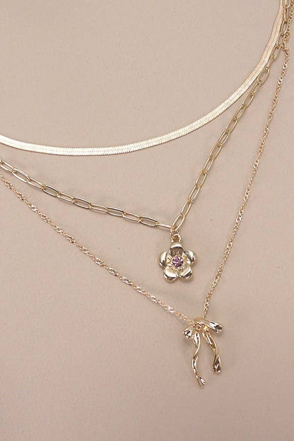 Flower Bow Charm Necklace - Nifty Decor & More