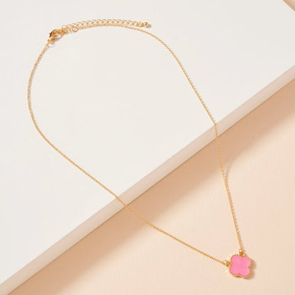 Flower Charm Druzy Stone Short Necklace - Nifty Decor & More
