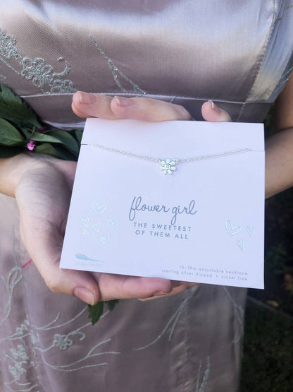 Flower Girl Necklace & Card Set - Best Day Ever Wedding Jewelry for Girls - Nifty Decor & More