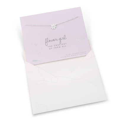 Flower Girl Necklace & Card Set - Best Day Ever Wedding Jewelry for Girls - Nifty Decor & More