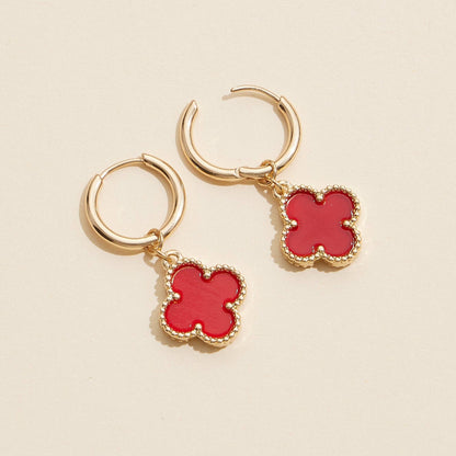 Flower Shape Shell Charm Hoop Earrings
