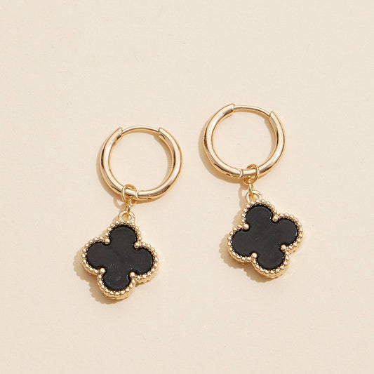 Flower Shape Shell Charm Hoop Earrings - Nifty Decor & More