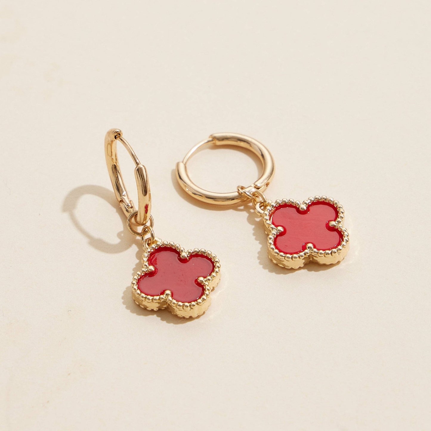Flower Shape Shell Charm Hoop Earrings