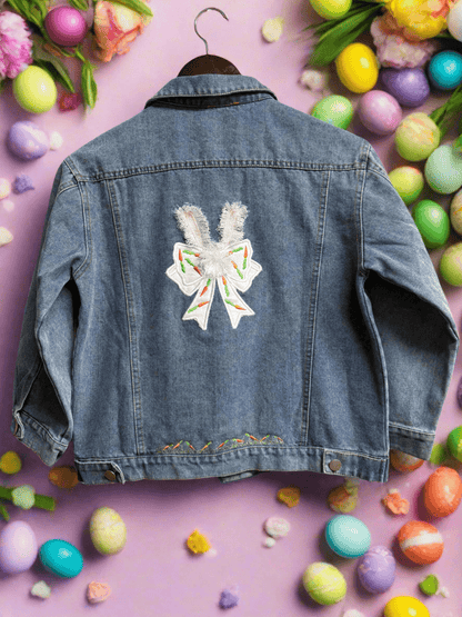 Fluffy Bunny Ears Kids Denim Jacket - Nifty Decor & More