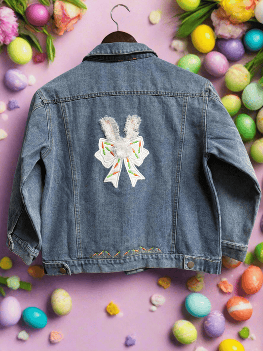 Fluffy Bunny Ears Kids Denim Jacket - Nifty Decor & More